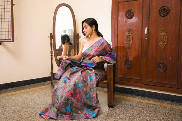 silk organza kalamkari sarees