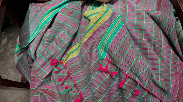 Classy Handloom Cotton Saree Look | Checks & Plaids By VARSAA EDIT