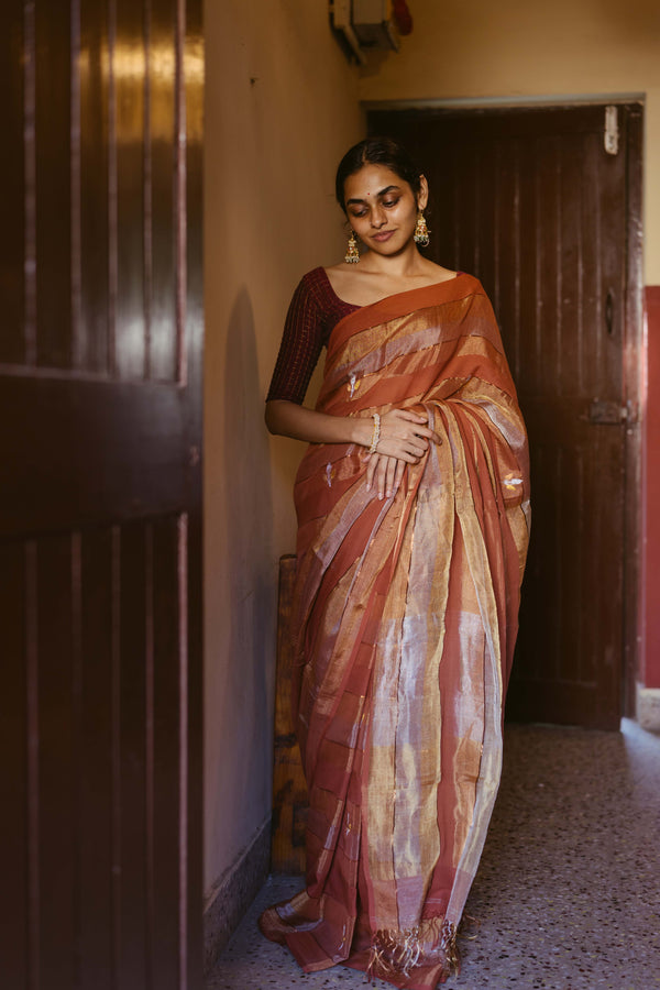 Handloom Cotton & Tissue Jamdani Saree
