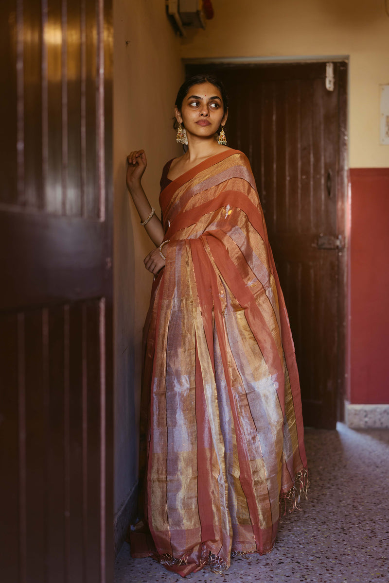Handloom Cotton & Tissue Jamdani Saree