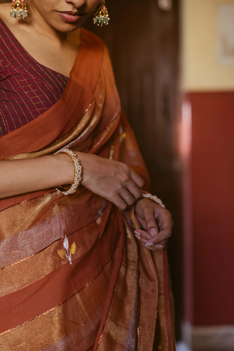 Handloom Cotton & Tissue Jamdani Saree