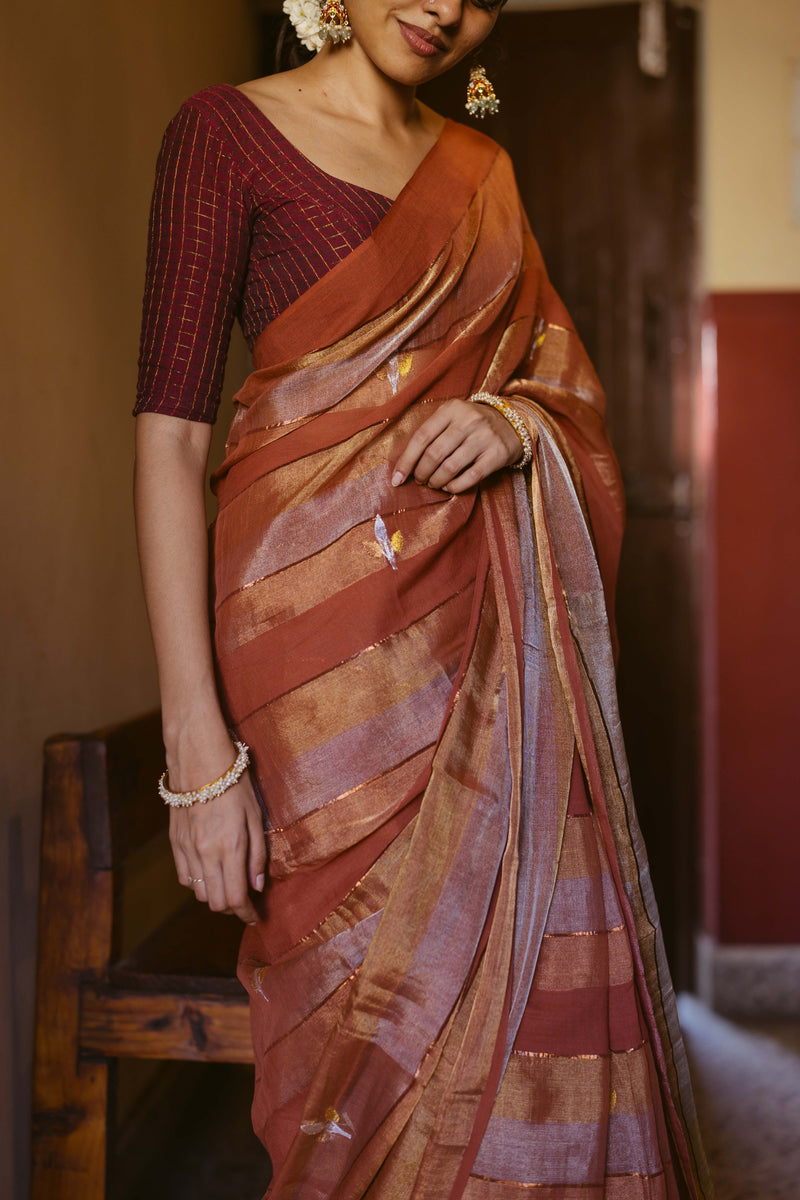 Handloom Cotton & Tissue Jamdani Saree