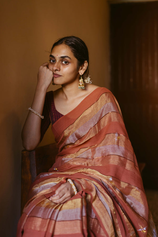 Handloom Cotton & Tissue Jamdani Saree