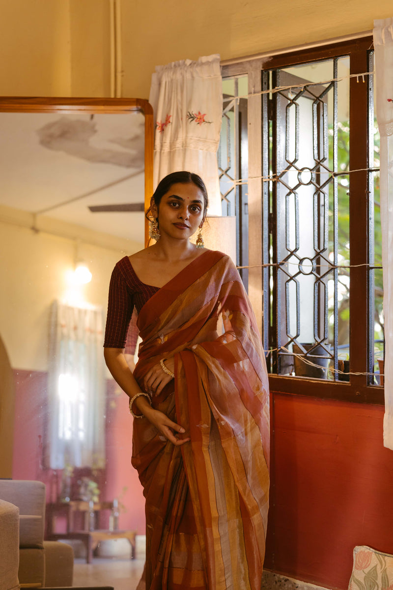Handloom Cotton & Tissue Jamdani Saree