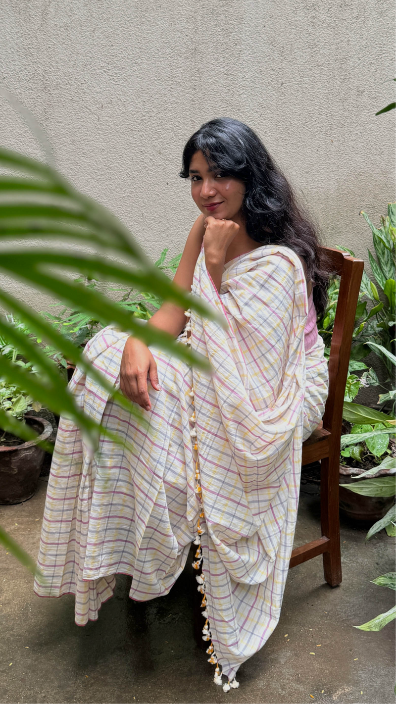 Multicolour Checks - Handloom Cotton Saree