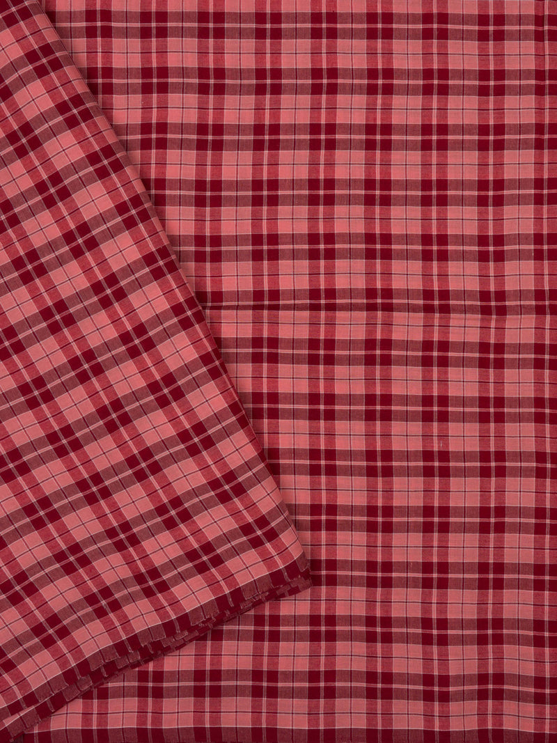 Red Checks Handwoven Cotton Saree