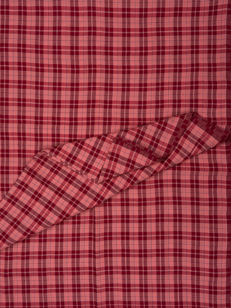 Red Checks Handwoven Cotton Saree