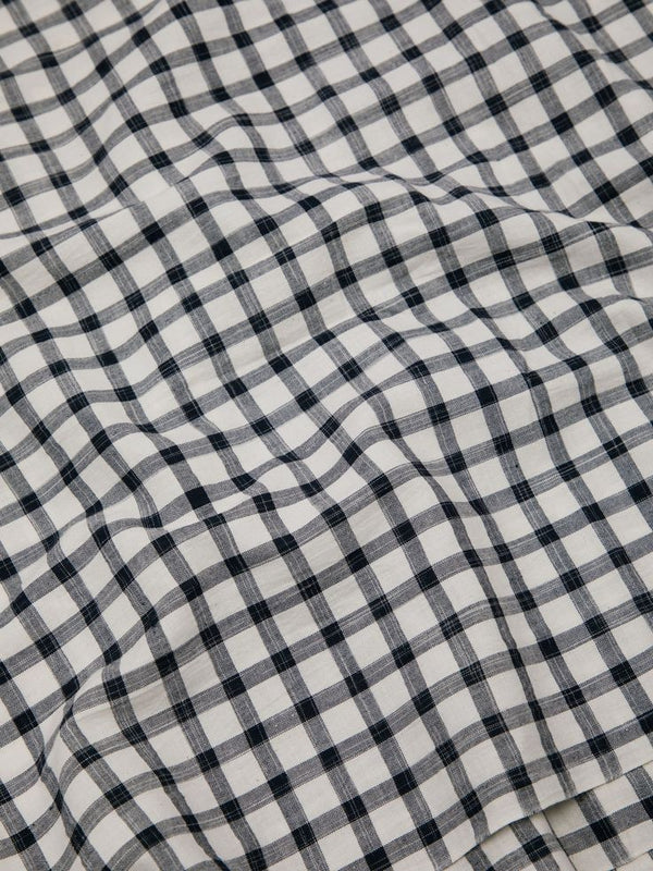 Black and White Handwoven Checked Cotton Fabric