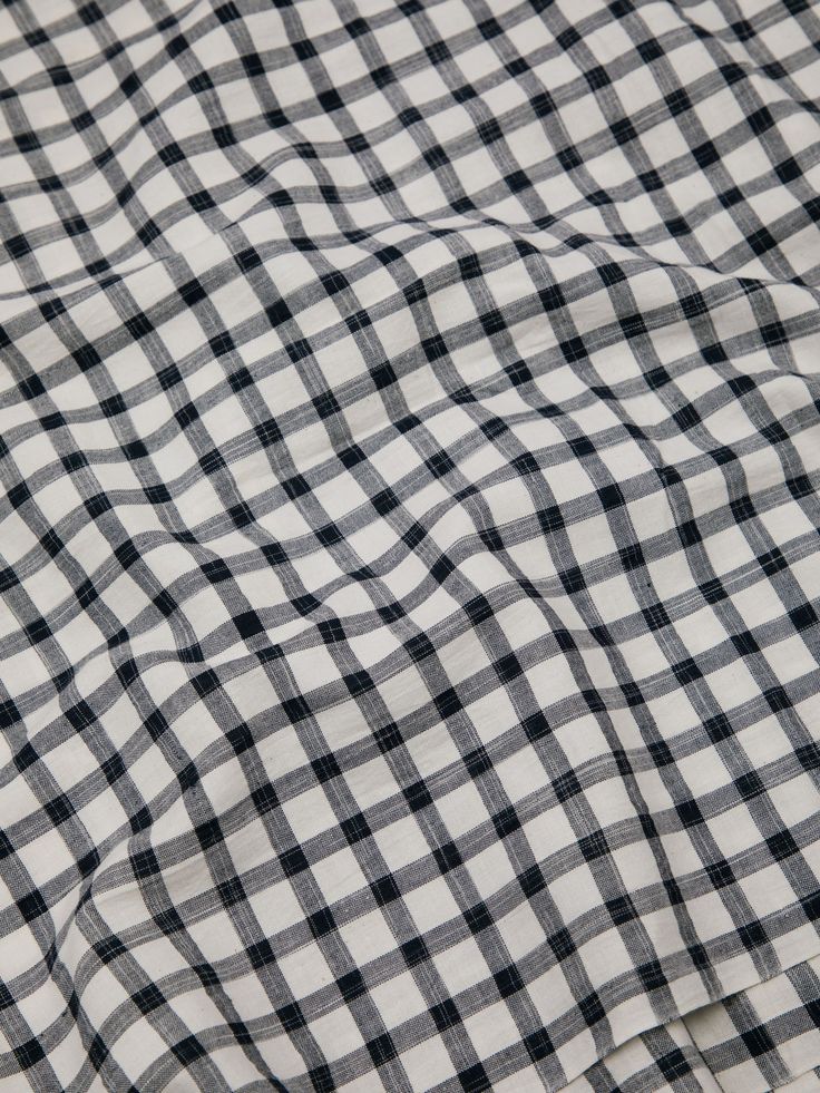 Black and White Handwoven Checked Cotton Fabric