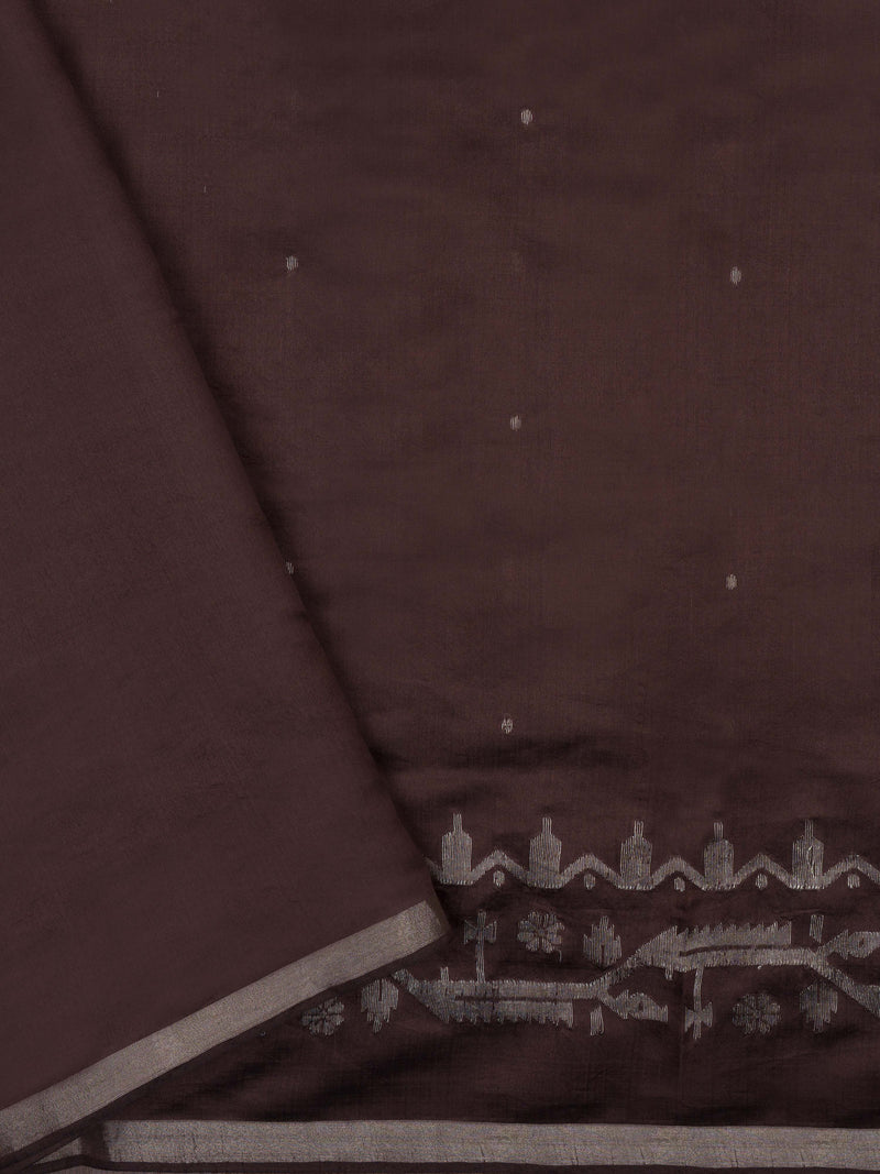 Exotic Brown Handwoven Jamdani Pure Silk Saree