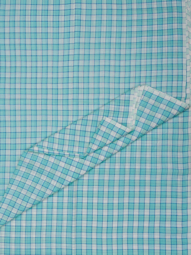Sky Blue Checks Handwoven Cotton Saree