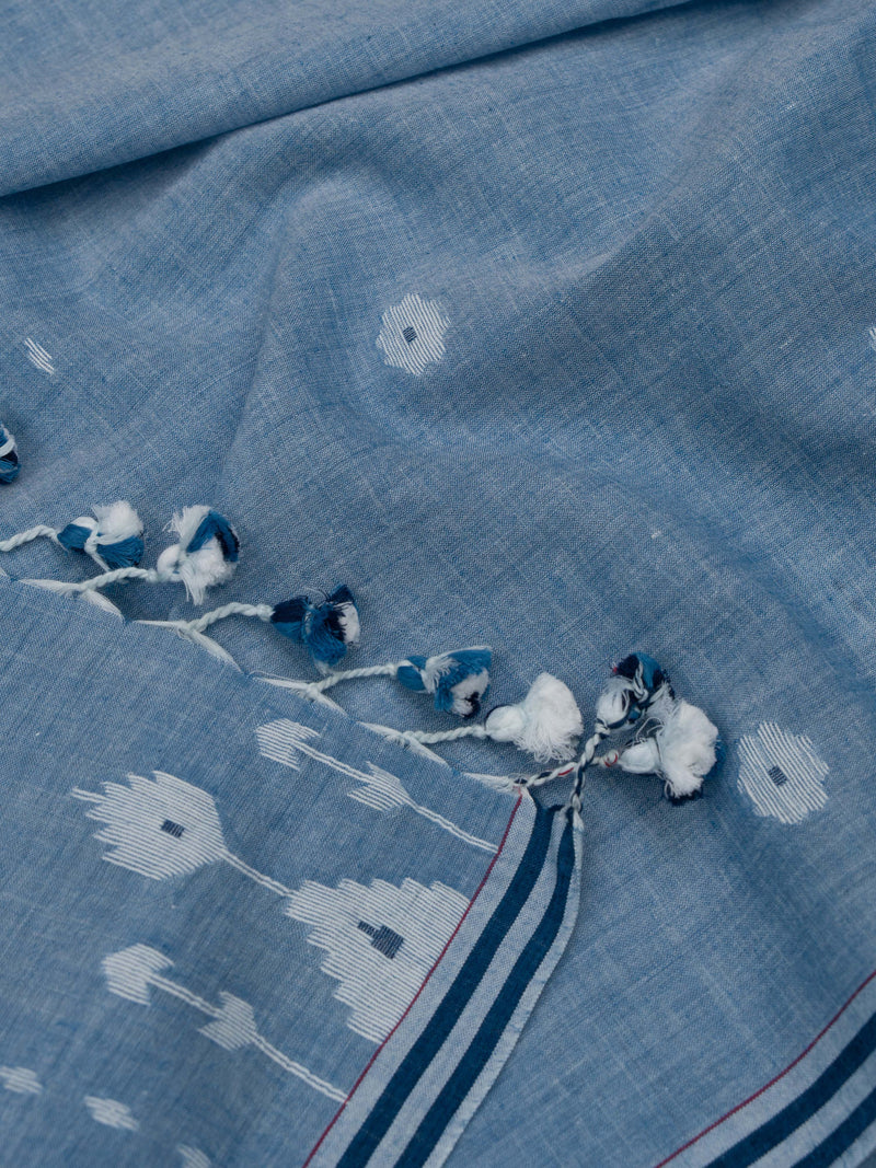 Indigo Blue Exclusive Handwoven Jamdani Saree