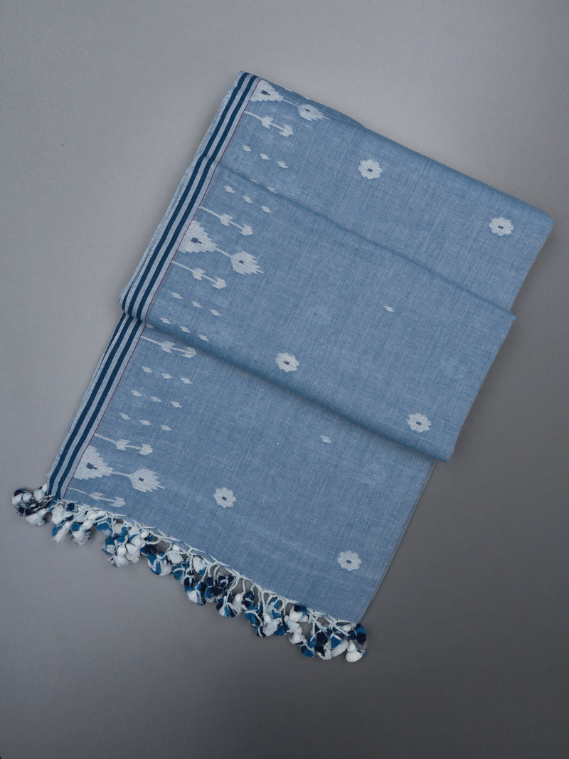 Indigo Blue Exclusive Handwoven Jamdani Saree