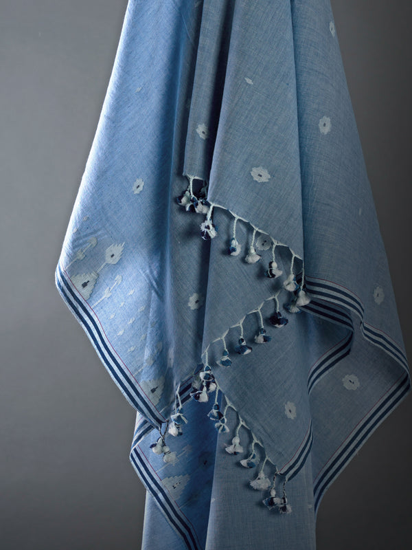 Indigo Blue Exclusive Handwoven Jamdani Saree