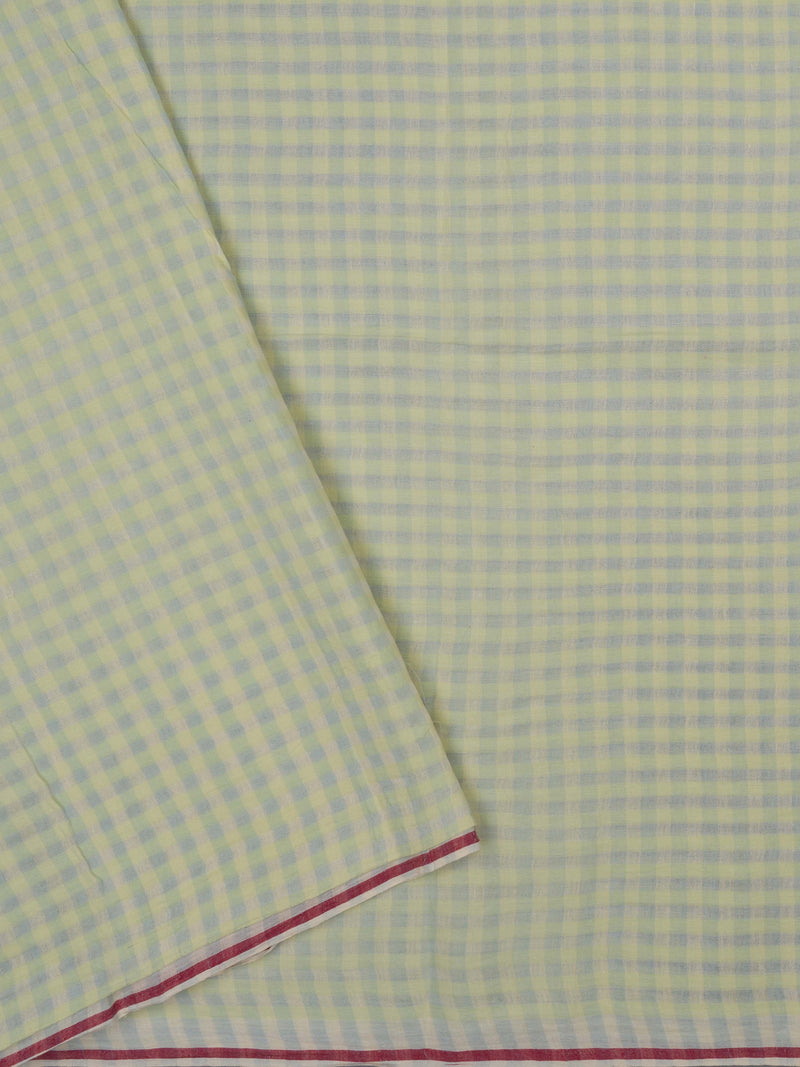 Pastel Green Checks - Handloom Cotton Saree
