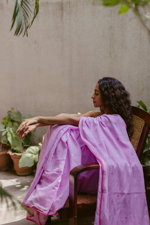 pink handwoven jamdani saree