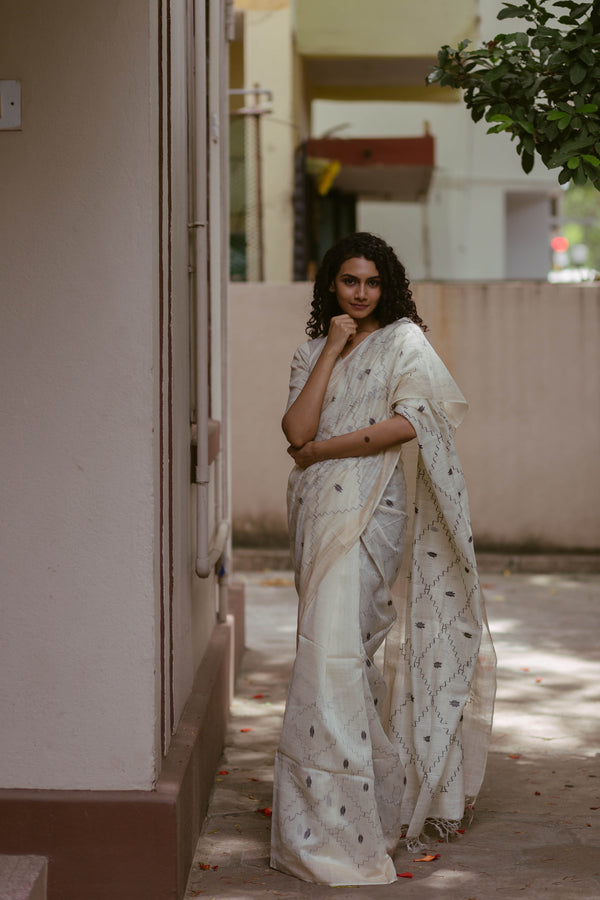 off white pure silk jamdani