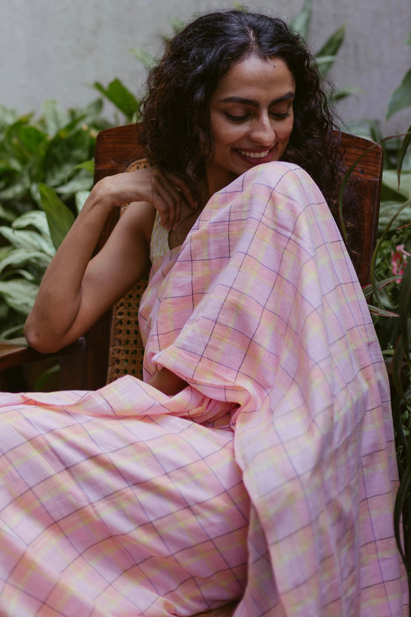 yellow jamdani saree