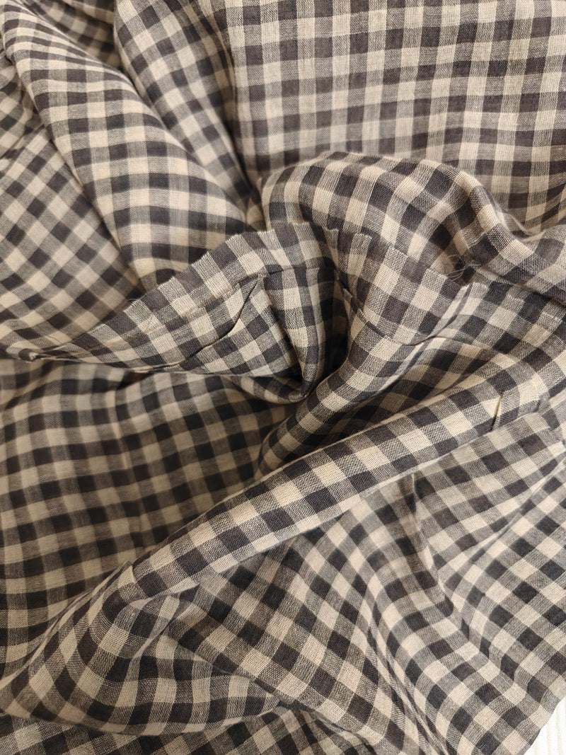Brown Handloom Cotton Fabric with Woven Checks  - 1.5m