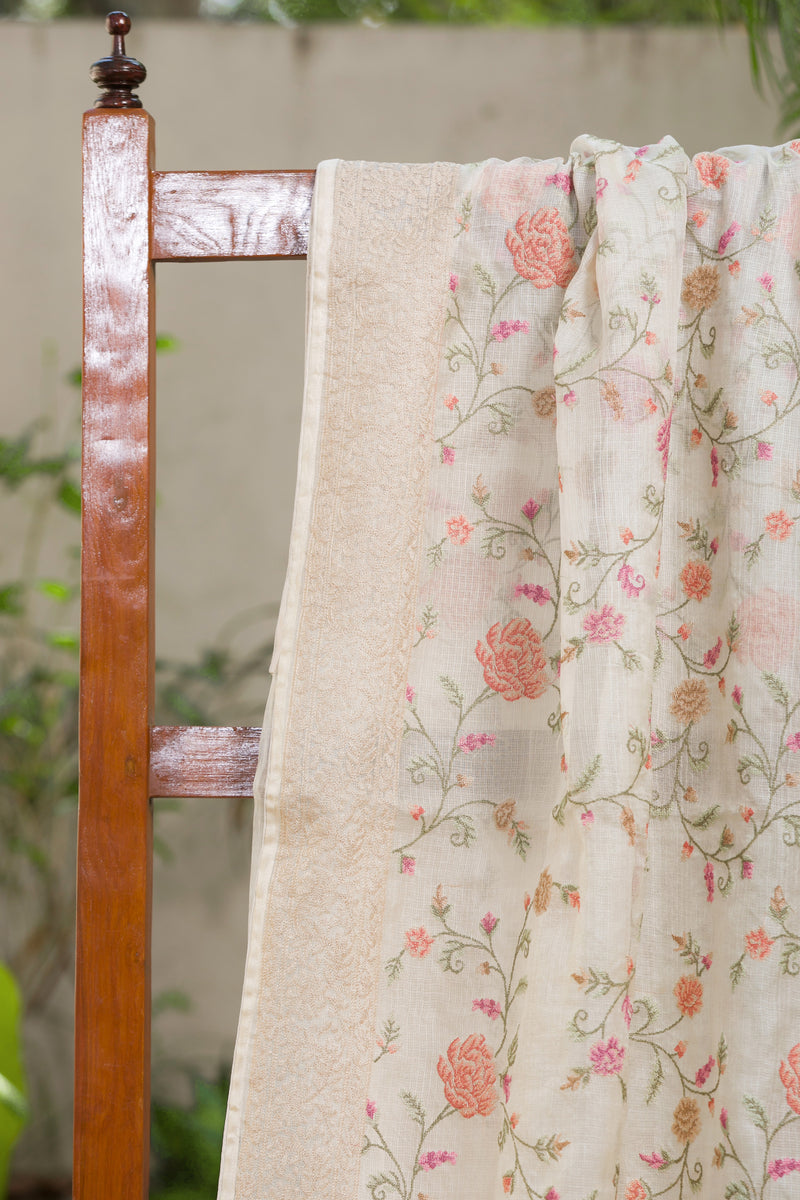 Elegant Dear Maiden Kota Silk Saree with Floral Embroidery