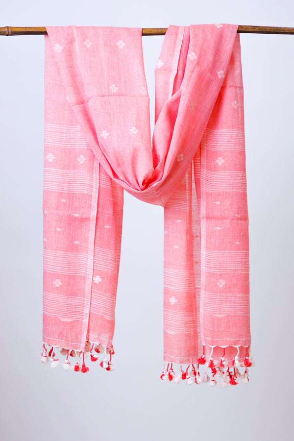 CoralFloral  - Jamdani Stole