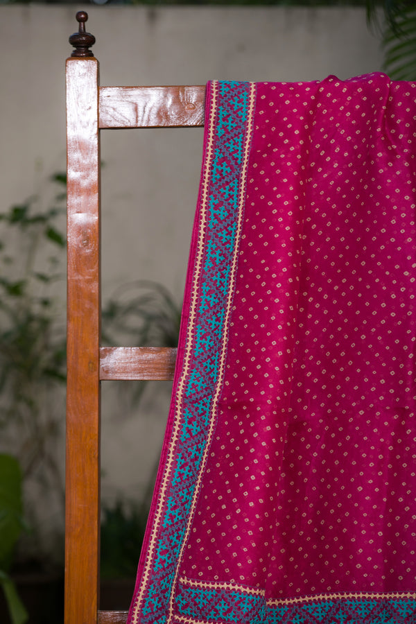 Elegant Pink Organza Saree with Intricate Kutch Embroidery Border