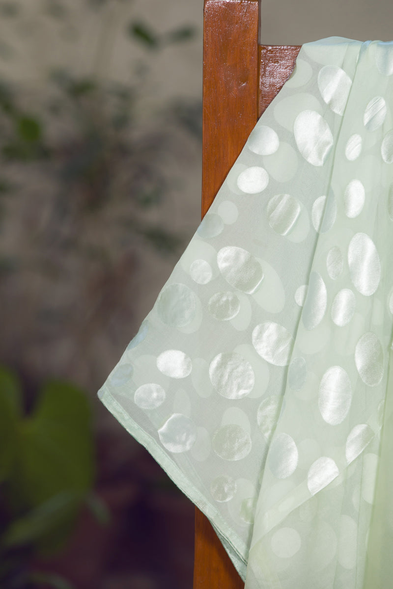 Exquisite Embroidered Organza Saree with Green Border and Floral Art