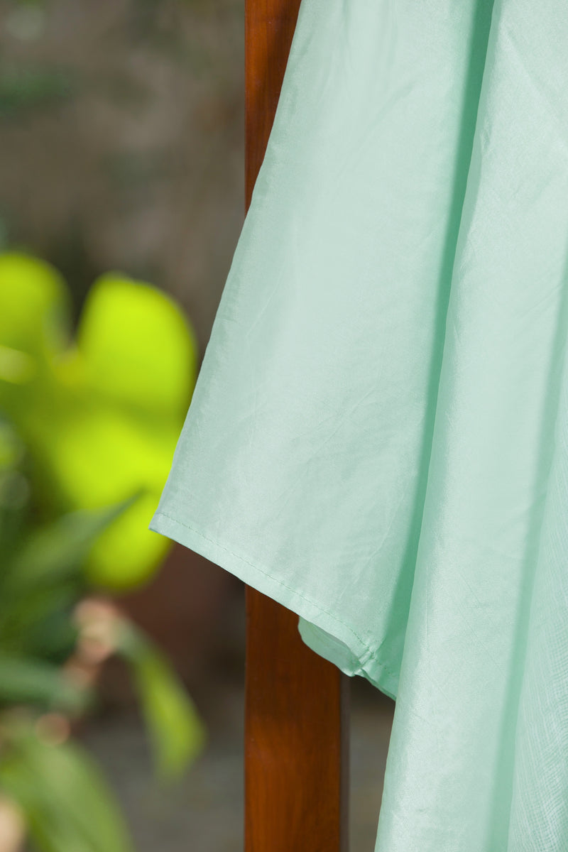 Handcrafted Green Kota Silk Saree with Artistic Embroidery