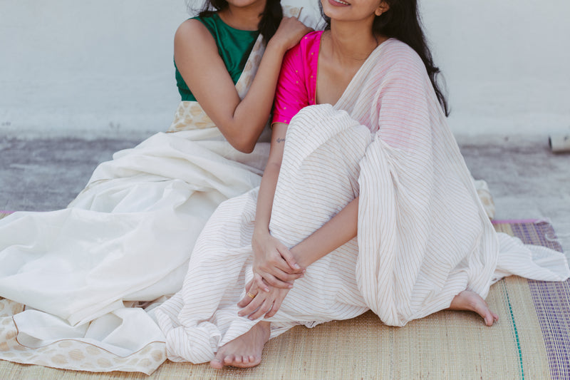 Luxury Chanderi silk saree in soft golden hues