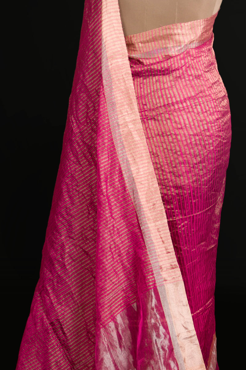 Luxury Pink Linen Saree for Weddings and Festive Occasions
