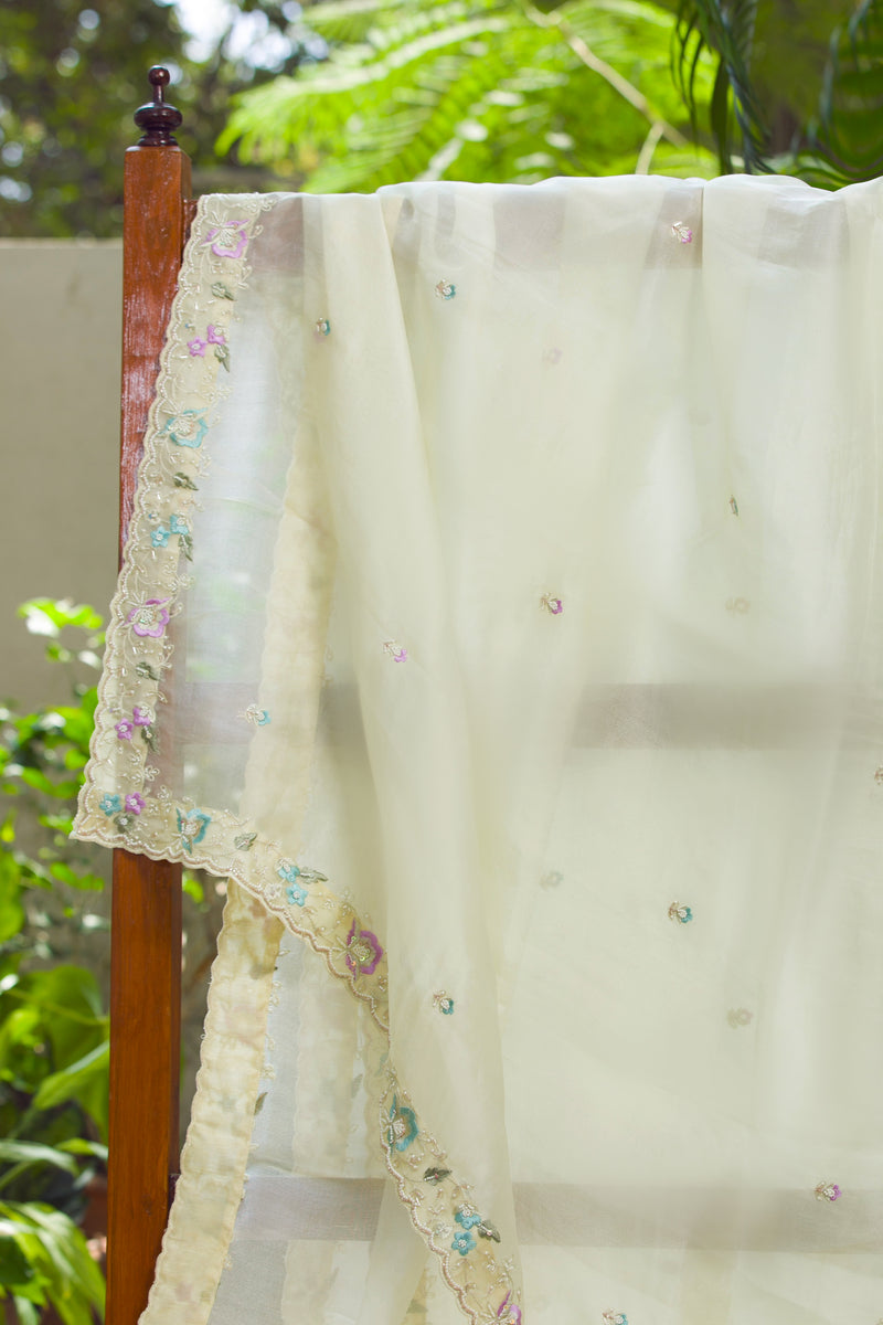 Pastel embellished organza saree for weddings and festive wear by VarsaaEdit