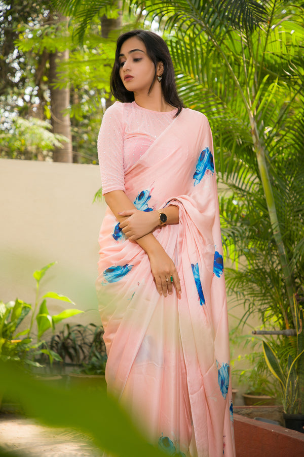 pure silk pink saree