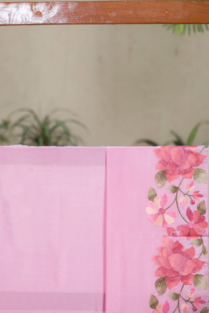 Rosealine Pink Organza Saree for Special Occasions